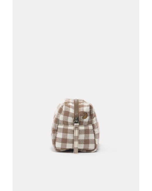 Pull&Bear Brown Croissant Gingham Wash Bag