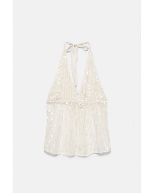 Pull&Bear Haltertop Met Lovertjes in het Blue