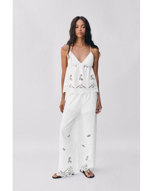 Pull&Bear Natural Swiss Embroidery Top