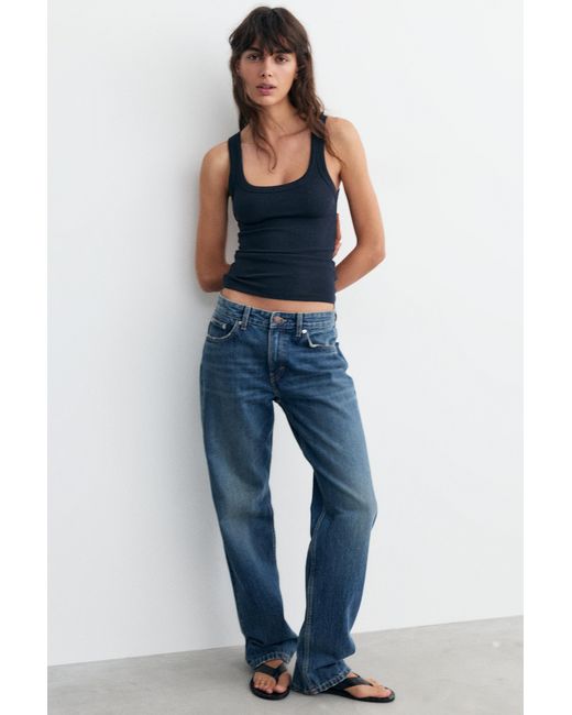 Pull&Bear Basic Tanktop in het Blue