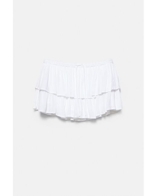 Pull&Bear White Skort With Ruffles
