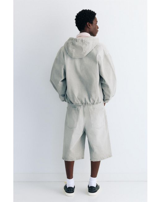 Giacca Con Cappuccio E Zip Stwd di Pull&Bear in Gray da Uomo
