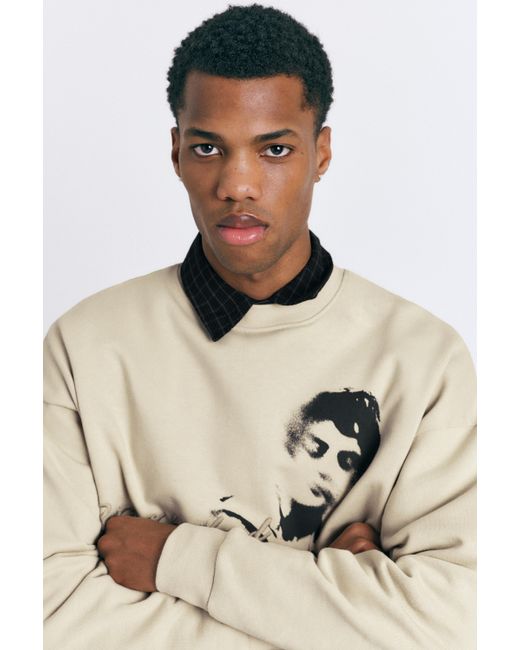Pull&Bear Blue Graphic Round Neck Sweatshirt for men