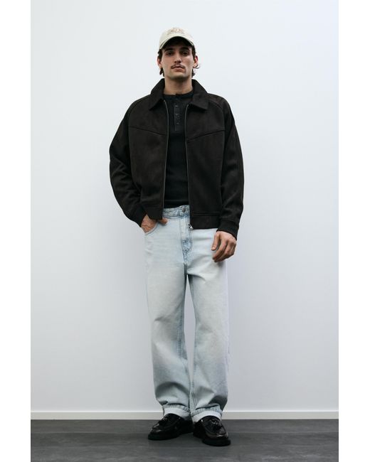 Pull&Bear Black Faux Suede Jacket for men