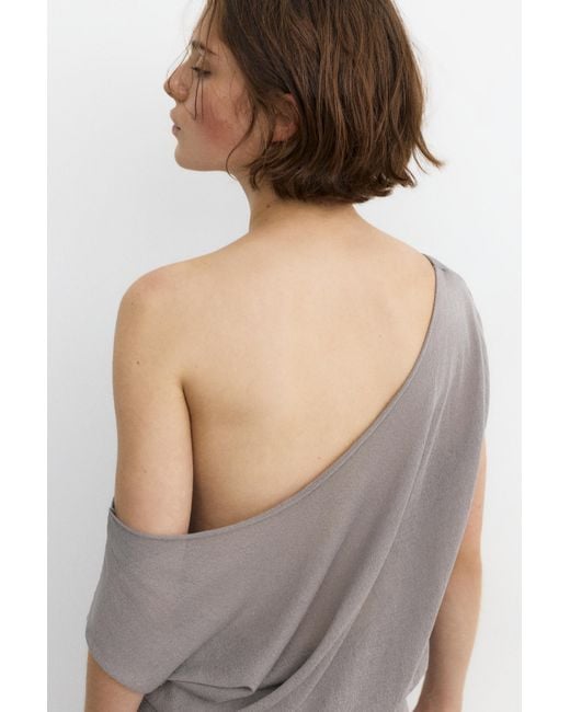 Pull&Bear Top Met Elastische Taille in het Gray