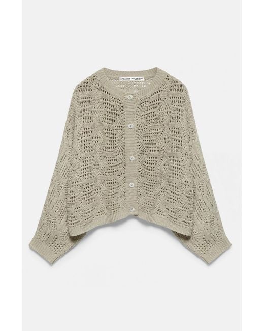 Pull&Bear Green Oversize Cutwork Cardigan