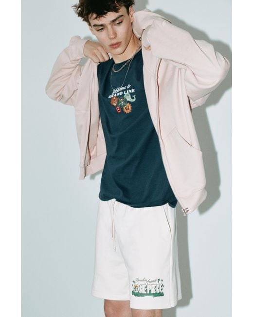 Pull&Bear Blue One Piece Jogger Shorts for men