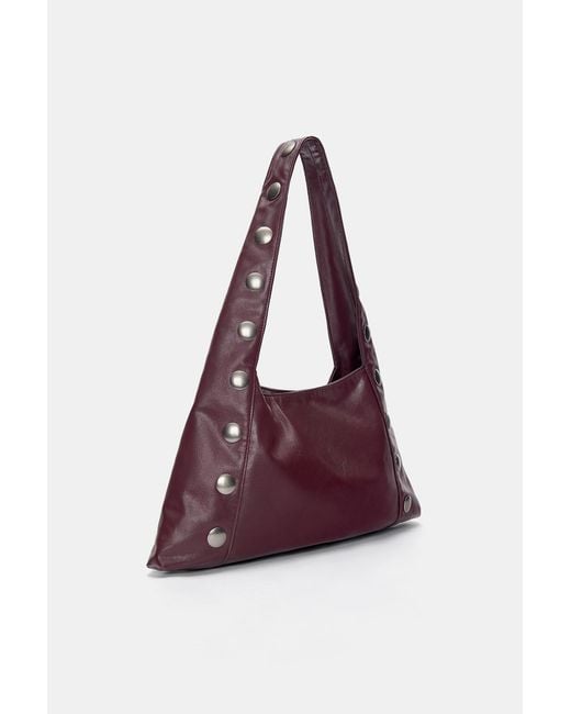 Pull&Bear Purple Schultertasche Mit Nieten