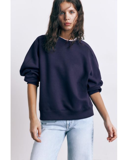 Pull&Bear Blue Oversize Fleece Sweatshirt