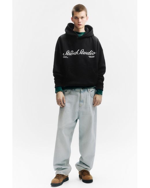 Pull&Bear Black Stwd Studio Hoodie for men