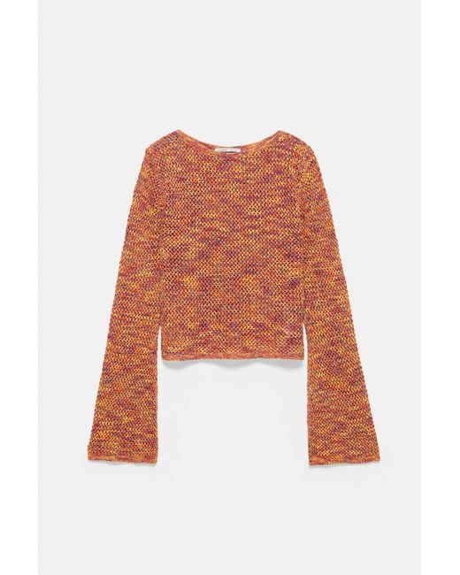 Pull&Bear Orange Space Dye Cutwork Jumper
