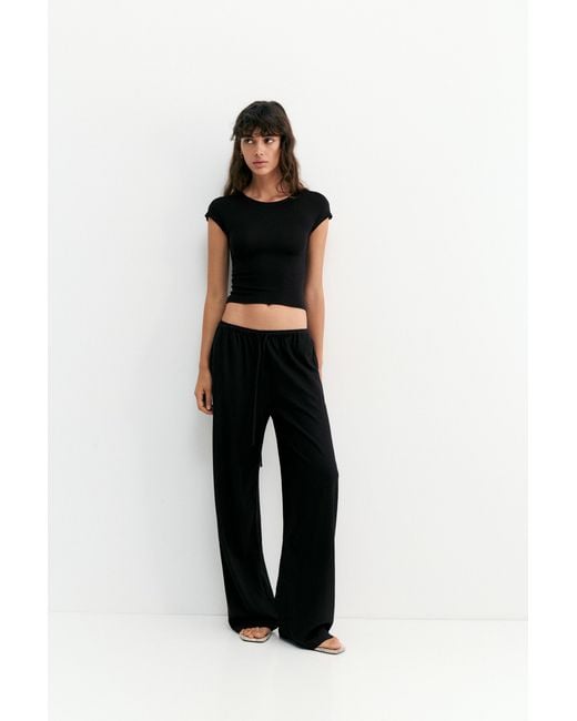 Pull&Bear Green Flowy Trousers With Linen