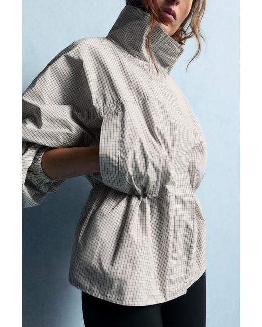 Pull&Bear White High-Neck Ruched Jacket