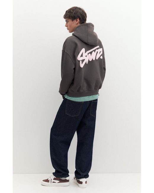 Pull&Bear Gray Stwd Boxy-Fit Hoodie for men