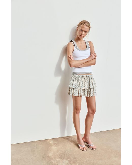 Pull&Bear White Skort With Ruffles