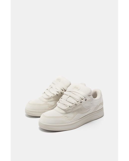 Pull&Bear White Stwd Multi-Piece Skate Trainers for men