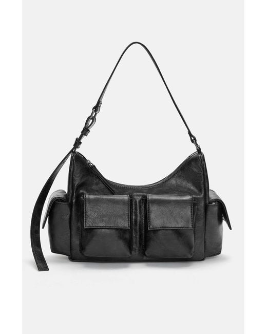 Pull&Bear Black Multi-Pocket Shoulder Bag