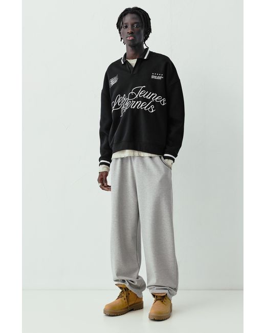 Pull&Bear Black Stwd Les Teunes Sweatshirt for men