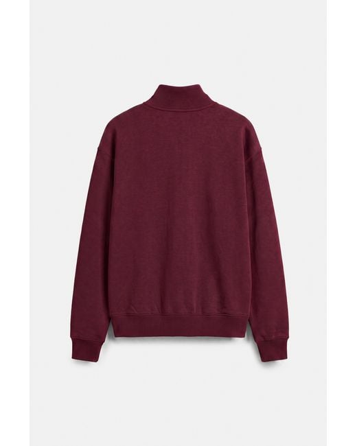 Pull&Bear Sweater Met Ritskraag in het Red voor heren