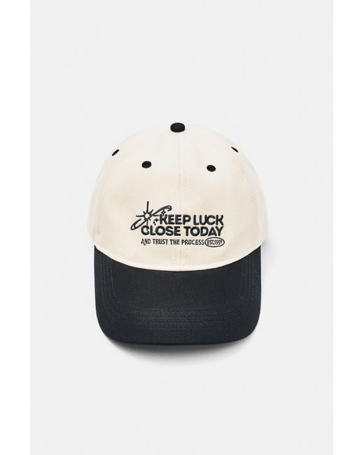 Cappello Keep Luck Close Today di Pull&Bear in White da Uomo