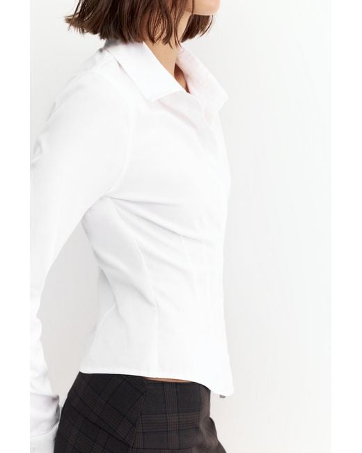 Pull&Bear White Fitted Shirt With Wide Cuffs