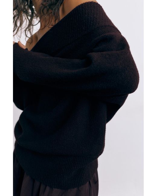 Pull&Bear Black Soft Knit Bardot Jumper