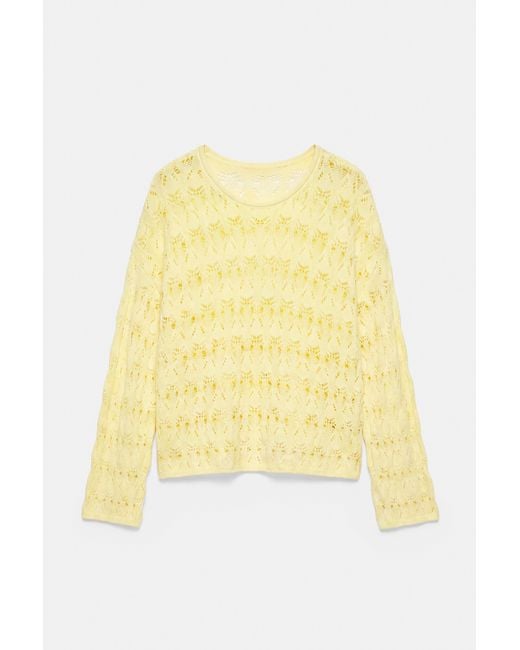 Pull&Bear Yellow Flowy Cutwork Jumper