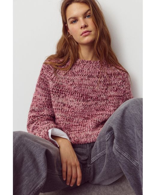 Pull&Bear Red Twisted Yarn Knit Jumper