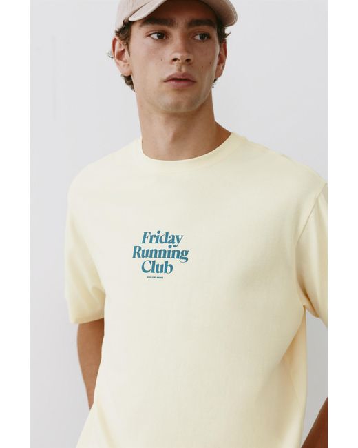 Pull&Bear Natural Friday Running Club Graphic T-Shirt for men