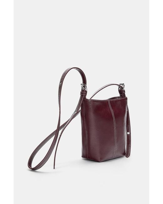 Pull&Bear Red Umhängetasche Mit Ziernähten