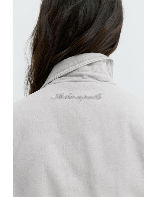 Pull&Bear Gray Embroidered Patch Jacket