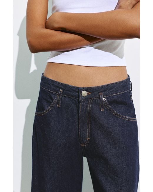 Pull&Bear Blue Low-Rise Barrel Jeans