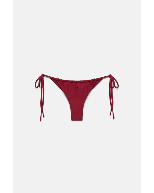 Pull&Bear Red Draped Bikini Bottoms
