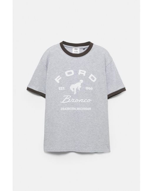 Pull&Bear Gray Ford Bronco T-Shirt for men