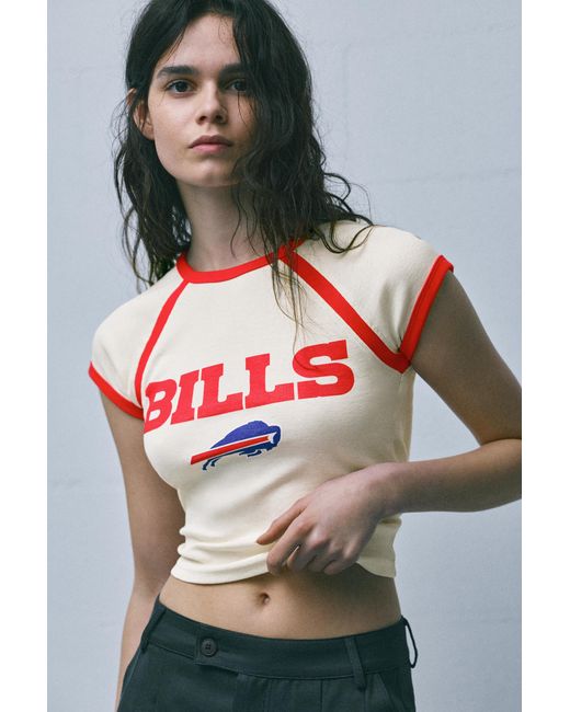 Pull&Bear Geribd Nfl Bills T-Shirt in het Gray