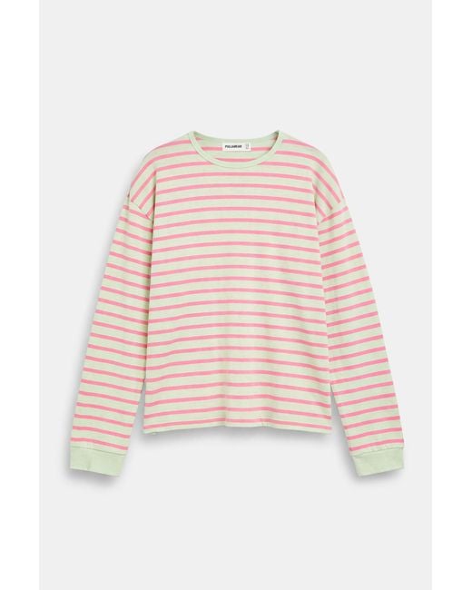 Pull&Bear Pink Oversize Long Sleeve Striped T-Shirt