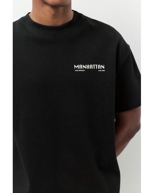 Pull&Bear Black Short Sleeve Sweatshirt With Graphic for men