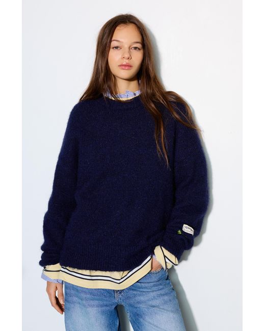 Pull&Bear Blue Basic Round Neck Jumper