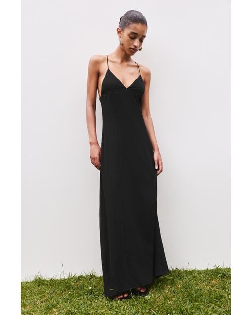 Pull&Bear Black Open Back Midi Dress