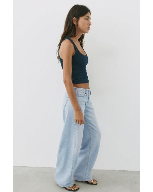 Pull&Bear Blue Low-Rise Straight Jeans