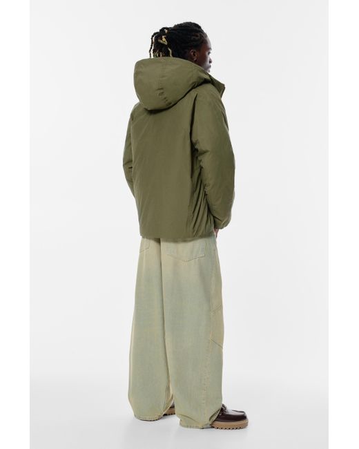 Pull&Bear Gesteppter Regenmantel Mit Kapuze in Green für Herren