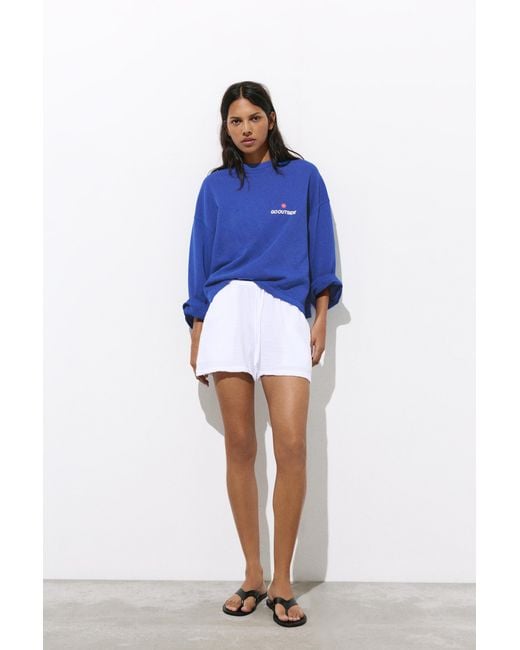 Pull&Bear Blue Sun Graphic Sweatshirt