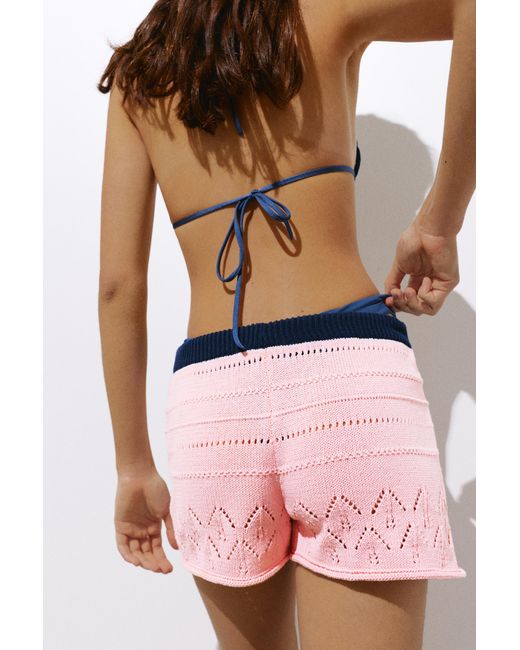 Pull&Bear Crochet Tricot Short in het Blue
