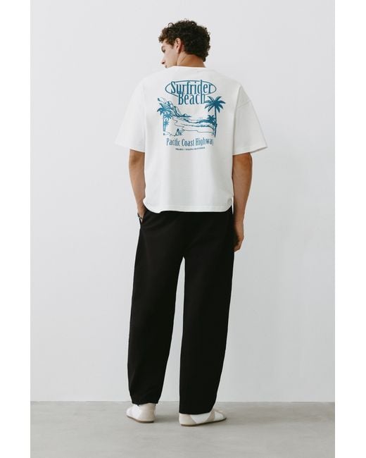 Pull&Bear White Surfrider Beach T-Shirt for men
