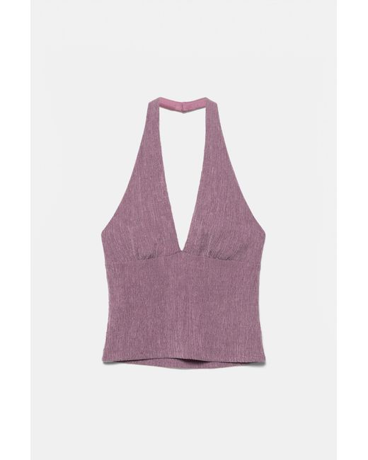 Pull&Bear Purple Crepe Halter Neck Top