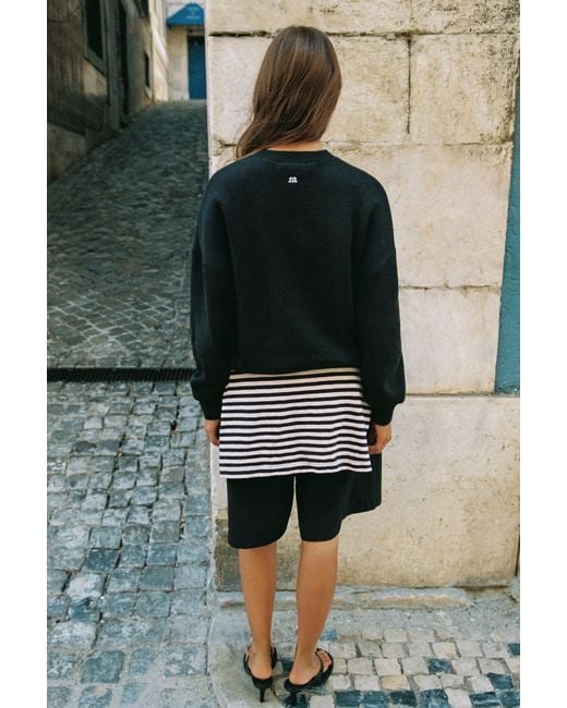 Pull Oversize Imprimé Chiffre Pull&Bear en coloris Black