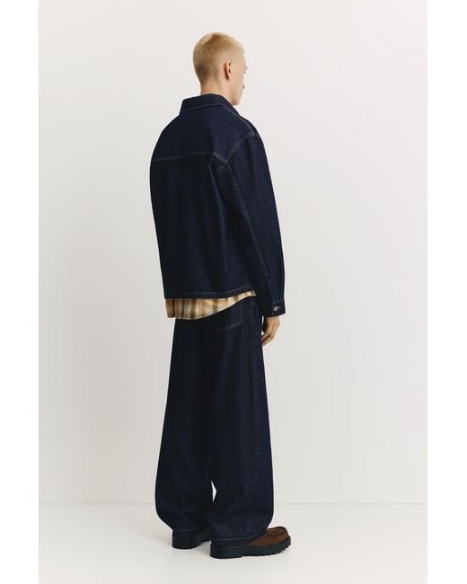 Pull&Bear Blue Denim Shirt With Pockets for men