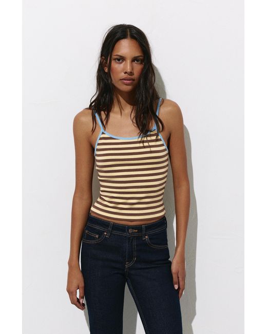 Pull&Bear Blue Striped Strappy Top