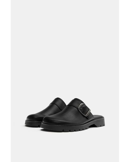 Pull&Bear Gray Buckle Clogs for men