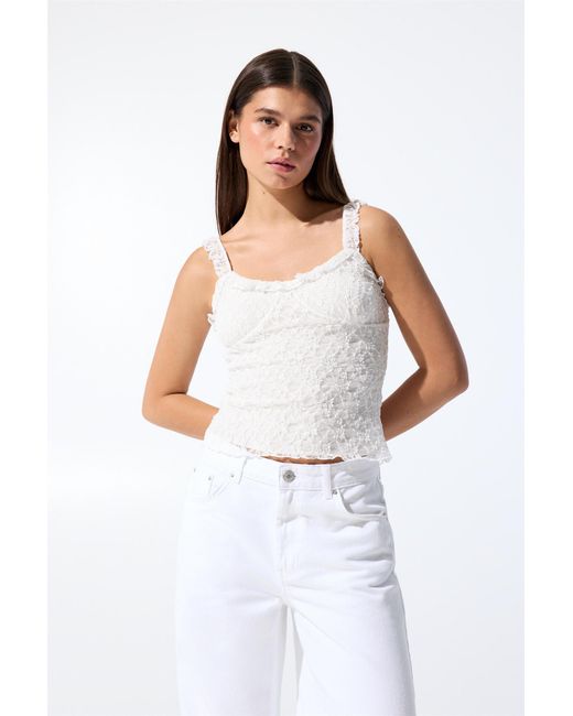 Pull&Bear White Trägertop Mit Spitze